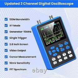 2.8 Digital Oscilloscope 2 Channels 120Mhz Bandwidth Signal Generator 500MSa/s