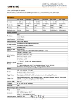 GW Instek GDS-2072E Digital Storage Oscilloscope 70MHz 2 Channel 1GS/s DSO VPO