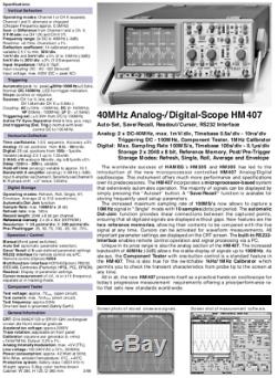 HAMEG HM407 40MHz Digital Analog Scope UniversalOszilloskop Storage Oscilloscope