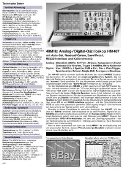 HAMEG HM407 40MHz Digital Analog Scope UniversalOszilloskop Storage Oscilloscope