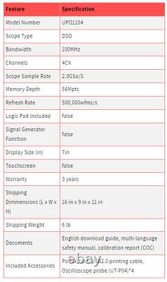 UNI-T UPO1104 100MHz 4Ch Digital Storage Oscilloscope DSO