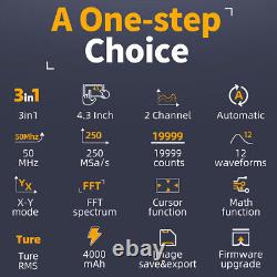 3 EN 1 FNIRSI-2C53P LCD Générateur de signal à 2 canaux Oscilloscope de stockage numérique
