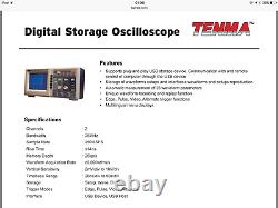 72-8395 Tenma Digital Storage Oscilloscope, 2ch, 25mhz