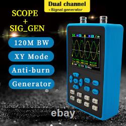 Oscilloscope numérique 120Mhz 2 canaux Générateur de signal Taux d'échantillonnage de 500MSa/s