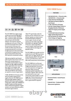Oscilloscope numérique de stockage GW Instek GDS-1102B 100MHz DSO 2 canaux en stock