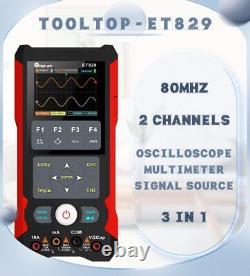 TOOLTOP ET829 Oscilloscope numérique 3 en 1, multimètre, générateur de signal